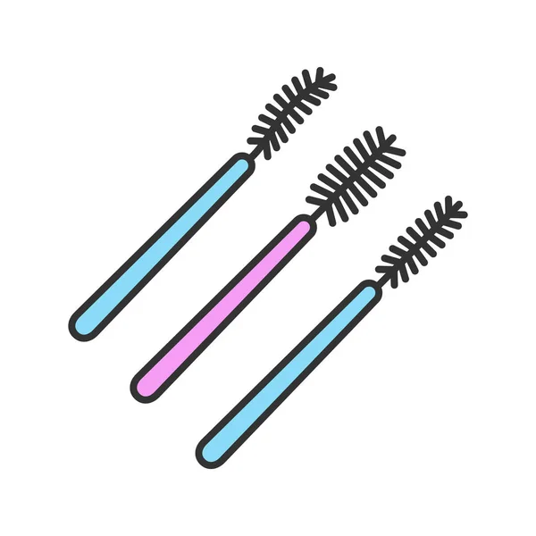 Disposable Mascara Wands Color Icon Eyelashes Brushes Types Lash Spooler — Stock Vector