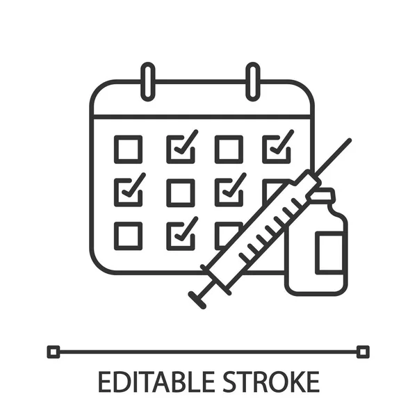 Calendário Vacinação Ícone Linear Ilustração Fina Esquema Imunização Prevenção Doenças —  Vetores de Stock