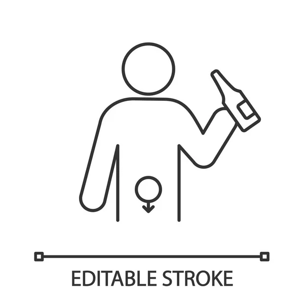 Alkohol Missbruk Linjär Ikonen Tunn Linje Illustration Alkoholism Alkohol Drickande — Stock vektor