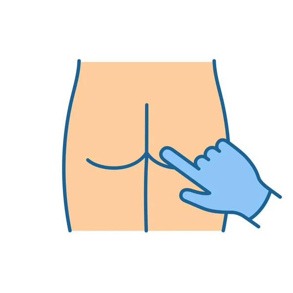 デジタル直腸の検査色アイコン 前立腺癌の診断 前立腺の検査 泌尿器科医の予定 指で下をチェックします 分離ベクトル図 — ストックベクタ