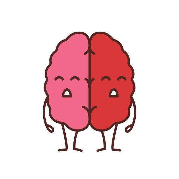 Sad Human Brain Emoji Color Icon Dementia Stroke Unhealthy Nervous — Stock Vector