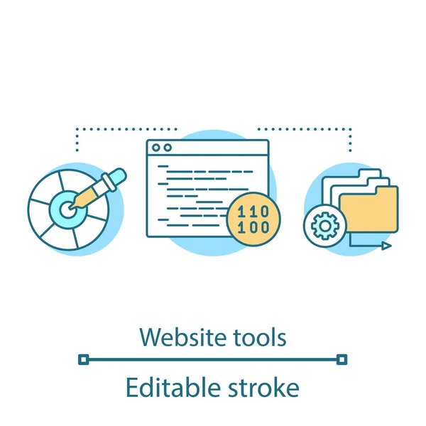 Ícone Conceito Ferramentas Site Idéia Programação Ilustração Linha Fina Desenvolvimento — Vetor de Stock