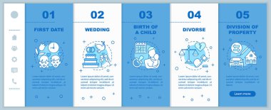 Ev onboarding mobil uygulaması sayfa ekran vektör şablon inşa. Sıhhi tesisat, kablolama, boya, dekorasyon izlenecek yol Web sitesi adımları doğrusal resimler. UX, UI, GUI smartphone arabirimi kavramı