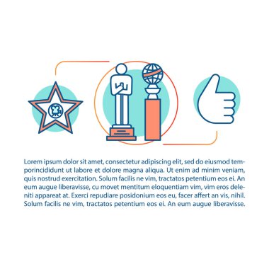 Film Ödülü kavramı doğrusal illüstrasyon. Gişe rekorları kıran prömiyeri. Sinema olay duygu. Film Ödülü. Makale, dergi sayfası. İnce çizgi metinlere sahip simgeler. Baskı tasarımı. Çizim vektör izole anahat