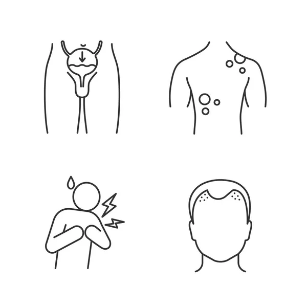 Icônes Linéaires Santé Des Hommes Ensemble Symboles Contour Ligne Mince — Image vectorielle