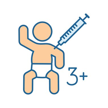 Enjeksiyon çocuğun kol renk simgesi. Pediatri. BCG, hepatit bağışıklama ve aşı. Hastalık önleme. İzole vektör çizim