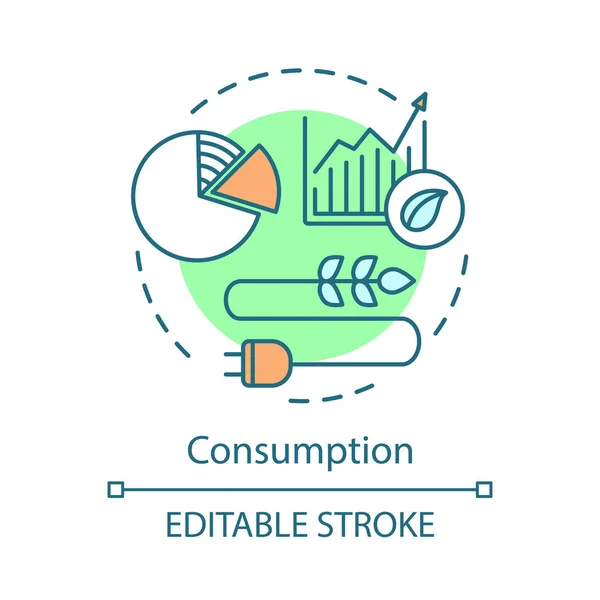 Icono Concepto Consumo Ecológico Reducción Residuos Ilustración Alternativa Línea Delgada — Vector de stock