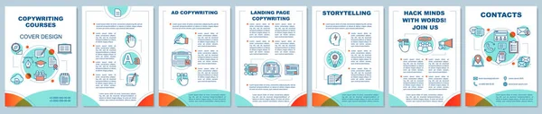 Copywriting brochure template. Advertising texts writing, storytelling. Content creation. Flyer, booklet, leaflet print design. Vector page layouts for magazines, annual reports, advertising posters