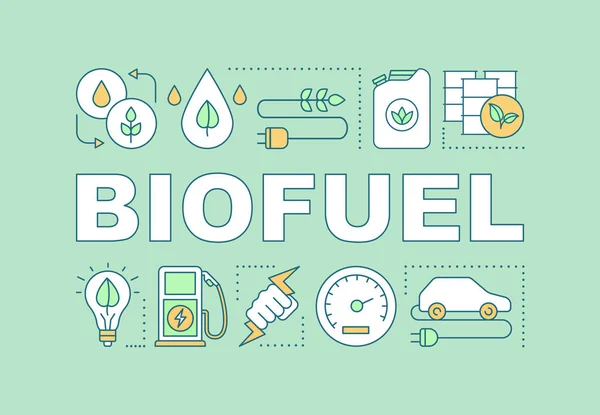 Biopalivo Slovo Pojmy Nápis Bioplyn Eko Energie Prezentace Webové Stránky — Stockový vektor