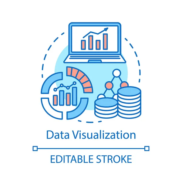 Icono Del Concepto Visualización Datos Web Métricas Analítica Idea Delgada — Vector de stock