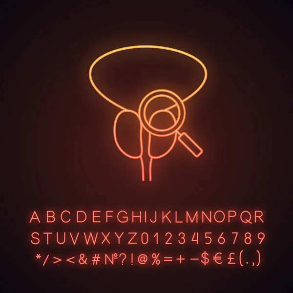 Prostata Untersuchung Überprüfen Sie Neonlicht Symbol Digitale Rektale Untersuchung Diagnose — Stockvektor