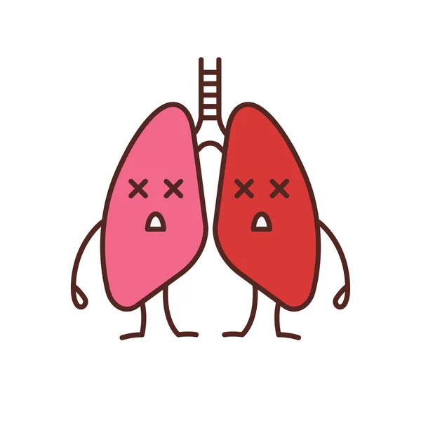 Dead Human Lungs Emoji Color Icon Respiratory Diseases Problems Tuberculosis — Stock Vector