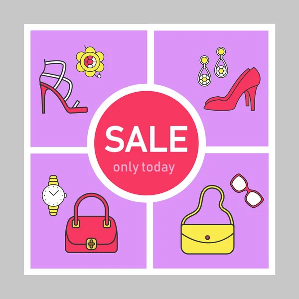 Clothing Store Sale Social Media Posts Mockup Clothes Accessories Discount — Stock Vector