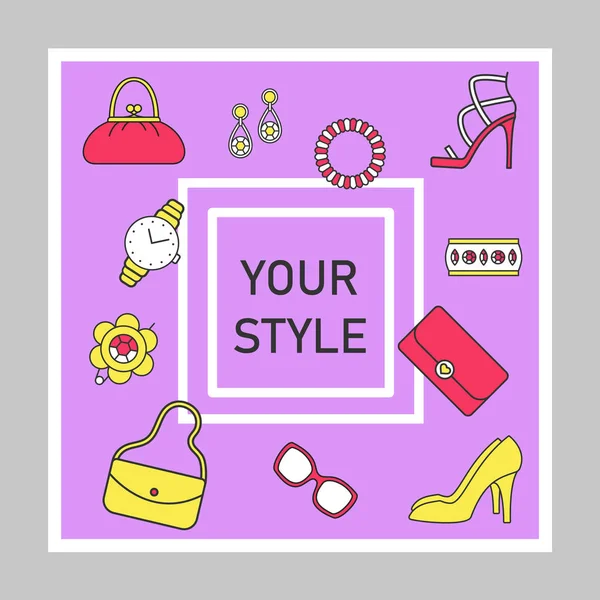 Fashion Style Social Media Posts Mockup Women Accessories Store Advertising — Stock Vector