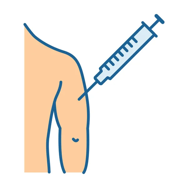 Inyección Icono Color Del Brazo Del Hombre Bcg Hepatitis Inmunización — Archivo Imágenes Vectoriales