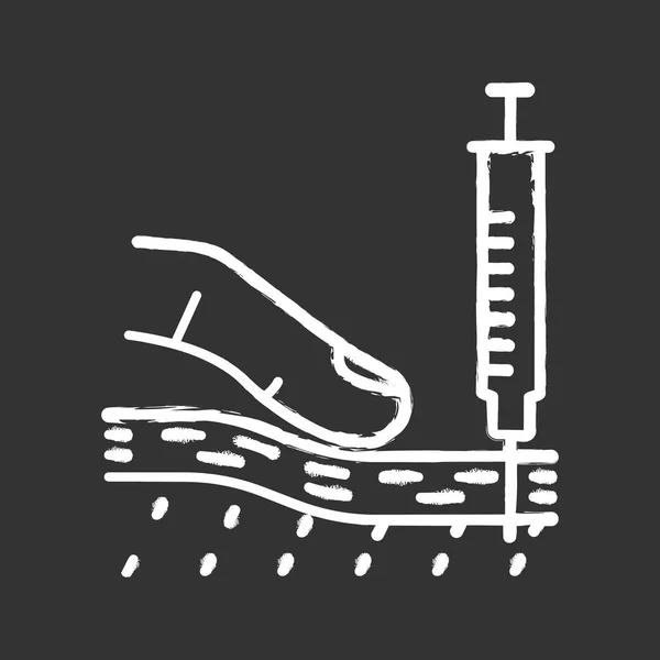 チョーク アイコンを皮下注射します 予防接種 予防接種 皮膚に注入すること 若返り 抗しわ治療 分離ベクトル黒板の図 — ストックベクタ