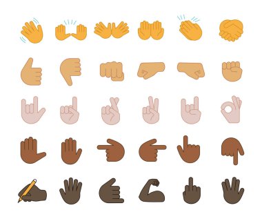 el jestleri emoji beyaz arka plan üzerinde ayarla