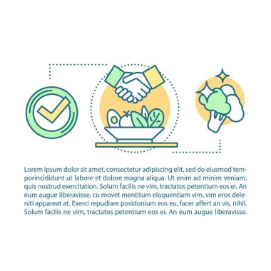 İş öğle yemeği kavramı doğrusal illüstrasyon. Gıda güvenliği. Makale, broşür, dergi sayfası. Malzemeler kalite. İnce çizgi metinlere sahip simgeler. Gıda tedarikçi anlaşma. Baskı tasarımı. İzole vektör çizim