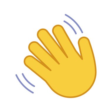 El jest emoji renk simgesi sallayarak. Merhaba, Merhaba, güle güle, güle güle el el hareketi. Tebrik palm. İzole vektör çizim
