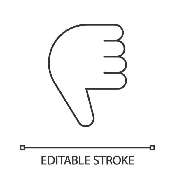 Duim Omlaag Emoji Lineaire Pictogram Illustratie Van Dunne Lijn Afkeuring — Stockvector