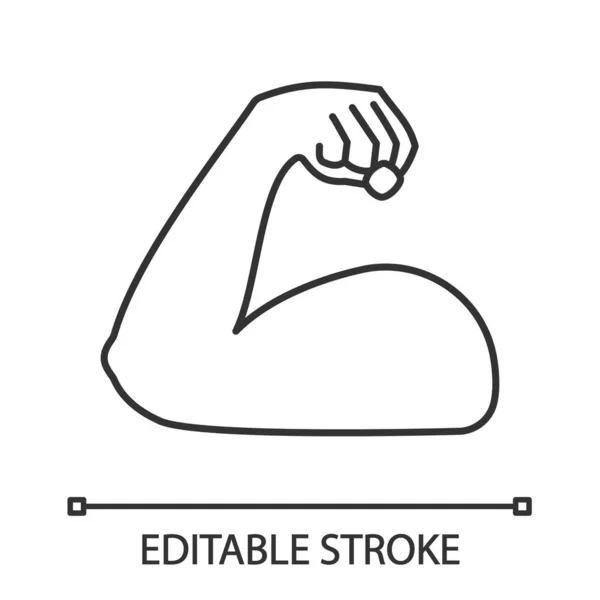 Icône Linéaire Biceps Flexible Illustration Fine Des Émojis Forts Muscle — Image vectorielle