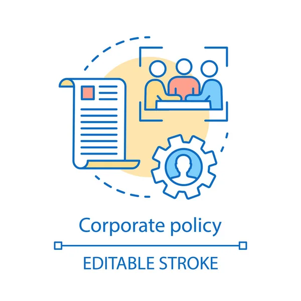 Icono Del Concepto Política Empresarial Núcleo Valores Idea Delgada Línea — Vector de stock