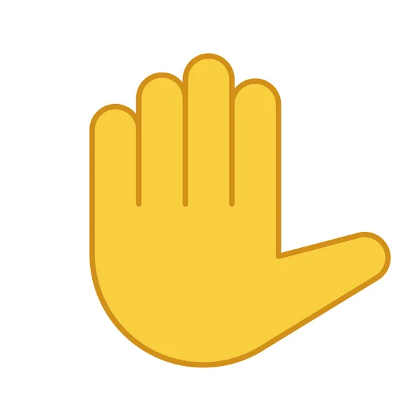 Erhobenes Hand Emoji Farbsymbol High Five Stopp Geste Palme Zählen — Stockvektor