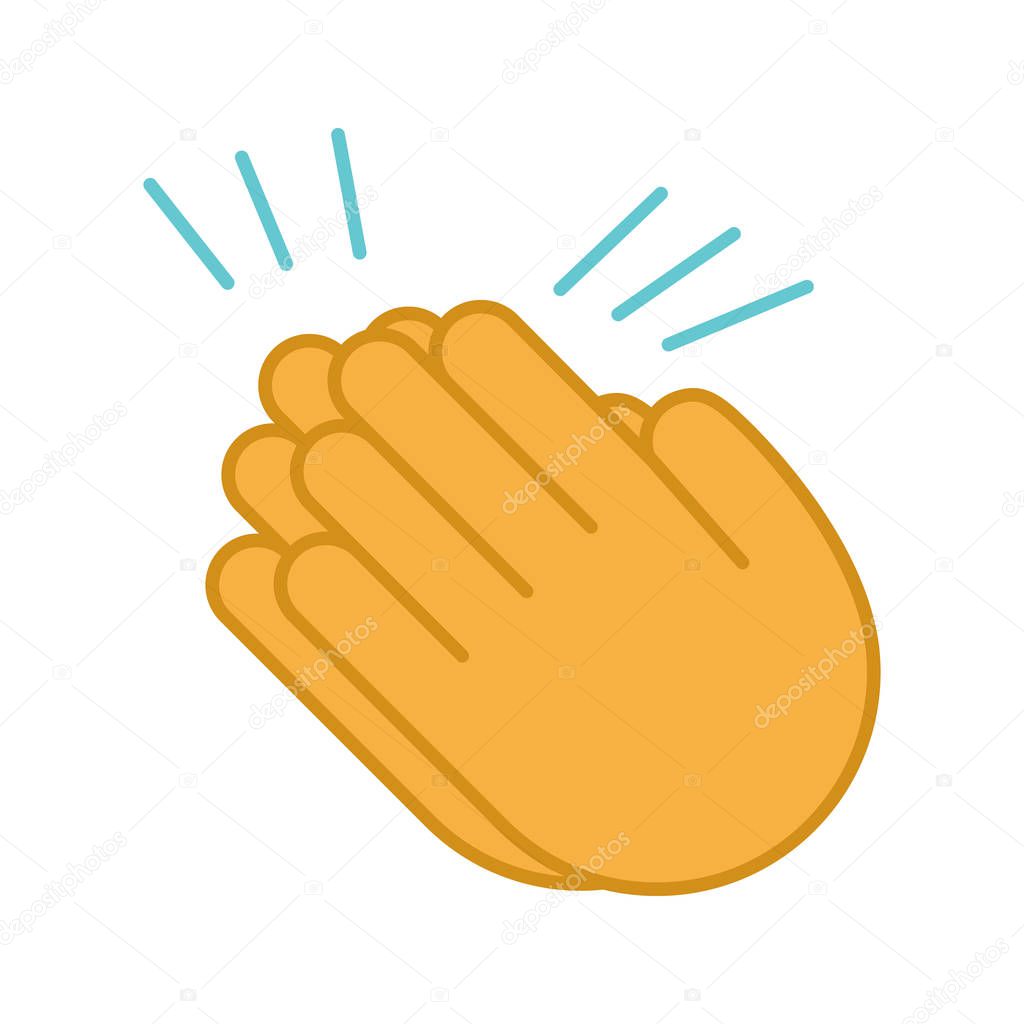 Clapping hands emoji color icon. Applause gesture. Congratulation. Isolated vector illustration