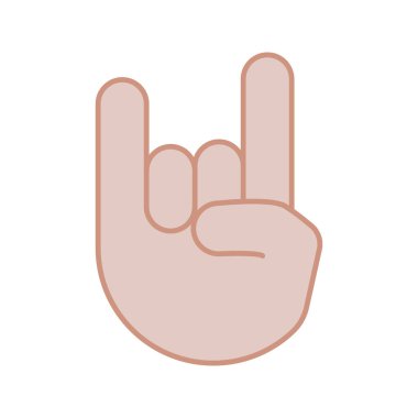 Jest renk simgesi devam et. Boynuzları emoji imzala. Şeytan parmaklar. Heavy metal el hareketi. İzole vektör çizim