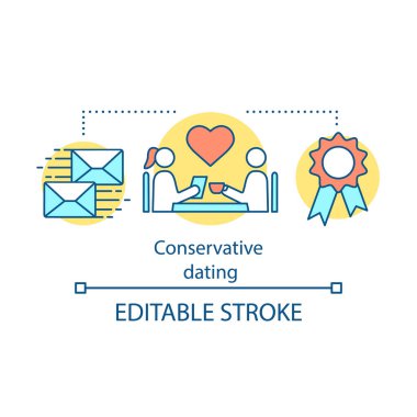 Muhafazakar kalma kavramı simge. Aşk fikir ince hat illüstrasyon bulmak. Geleneksel Çift çöpçatanlık. Tarihi olan kadın ve erkek. Toplantı yaşıyorum. İzole anahat çizim vektör. Düzenlenebilir kontur 