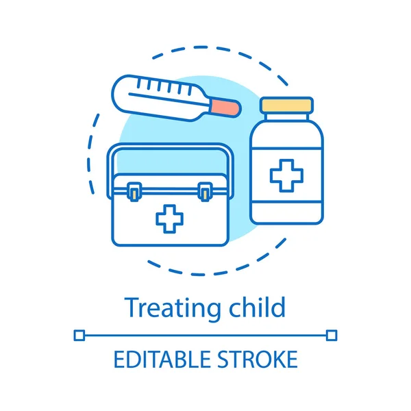 Léčení Dětské Pojetí Ikonu Zdravotní Péče Myšlenka Tenká Linie Obrázku — Stockový vektor