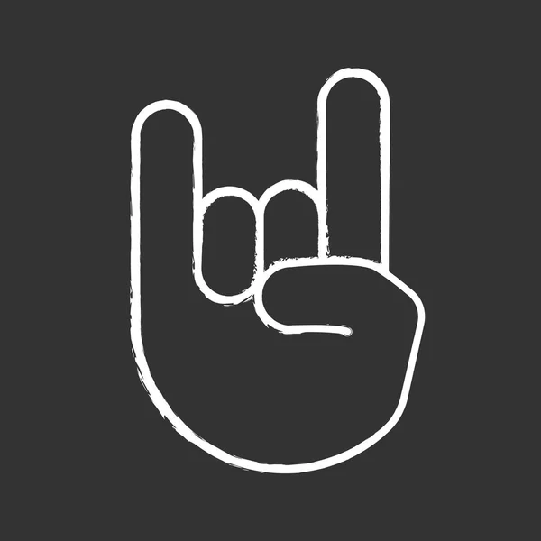 Rock Gesture Chalk Icon Horns Sign Emoji Devil Fingers Heavy — Stock Vector