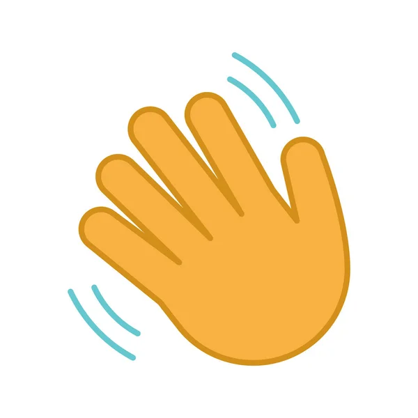 Waving Hand Gesture Emoji Color Icon Hello Bye Goodbye Hand — Stock Vector