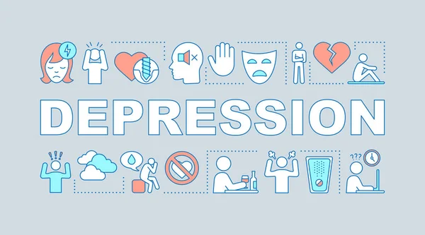 Depression Word Concepts Banner Apathetic Mental State Burnout Frustration Medical — Stock Vector