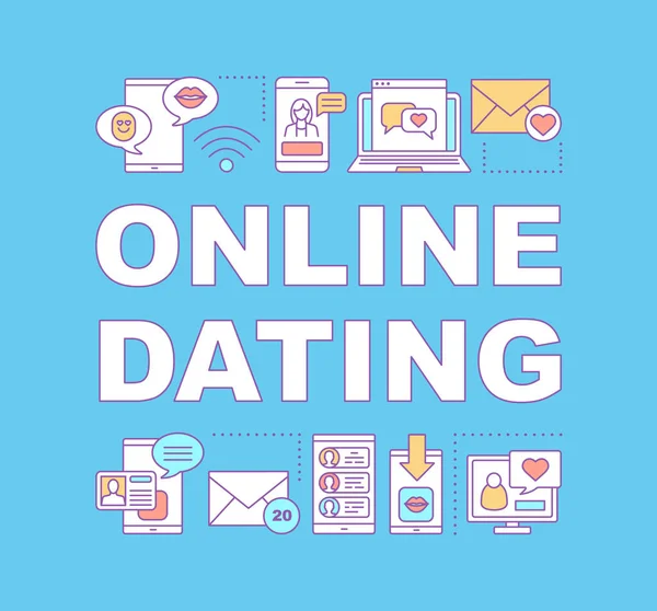 Online Dating Woord Concepten Banner Romaanse Matchmaking Internet Datum App — Stockvector