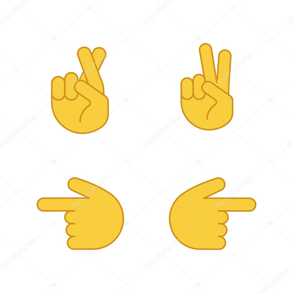 Vettoriale stockSet Icone Colori Emoji Gestuali Mano Fortuna Bugia Vittoria  Gesti di ©IMG visuals icons #248108474, image size:1024x1024