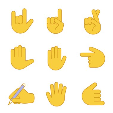 El jest emojis Icons set renk