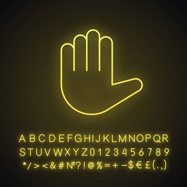 Yükseltilmiş el emoji neon ışığı simgesi