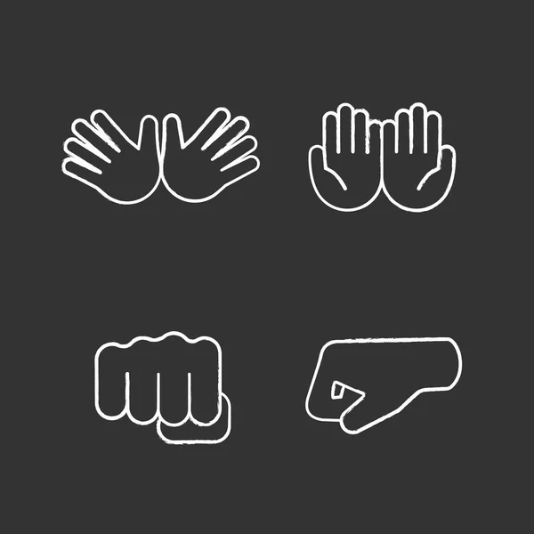 Mano gesto emoji gesso icone impostato — Vettoriale Stock