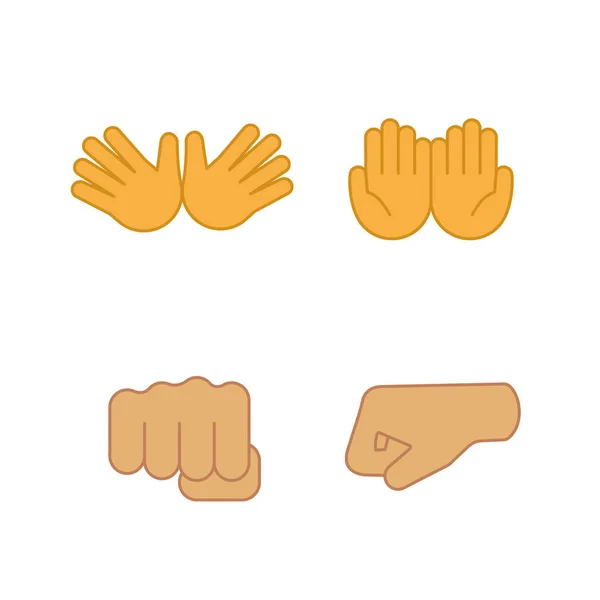 手势表情符号颜色图标设置 — 图库矢量图片