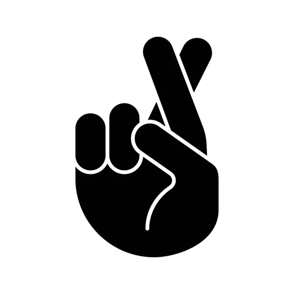 Fingers crossed emoji glyph icon — Stock Vector