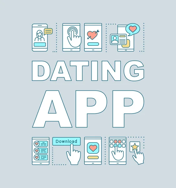 Dating app word concepten banner — Stockvector