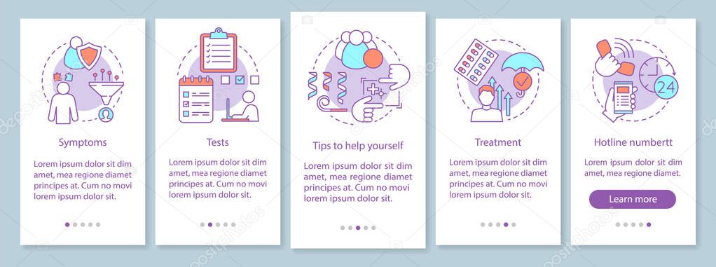 Self diagnosis onboarding mobile app page screen vector template
