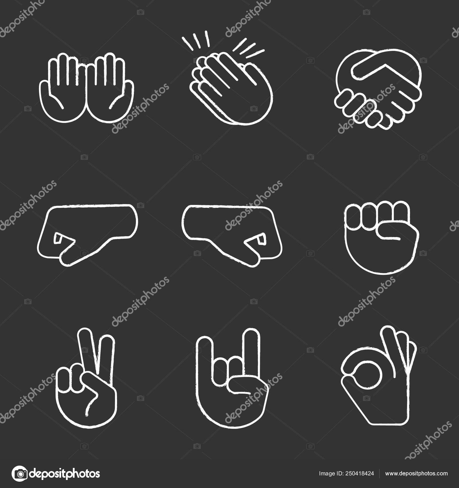 Handshake chalk white icon on black background Vector Image