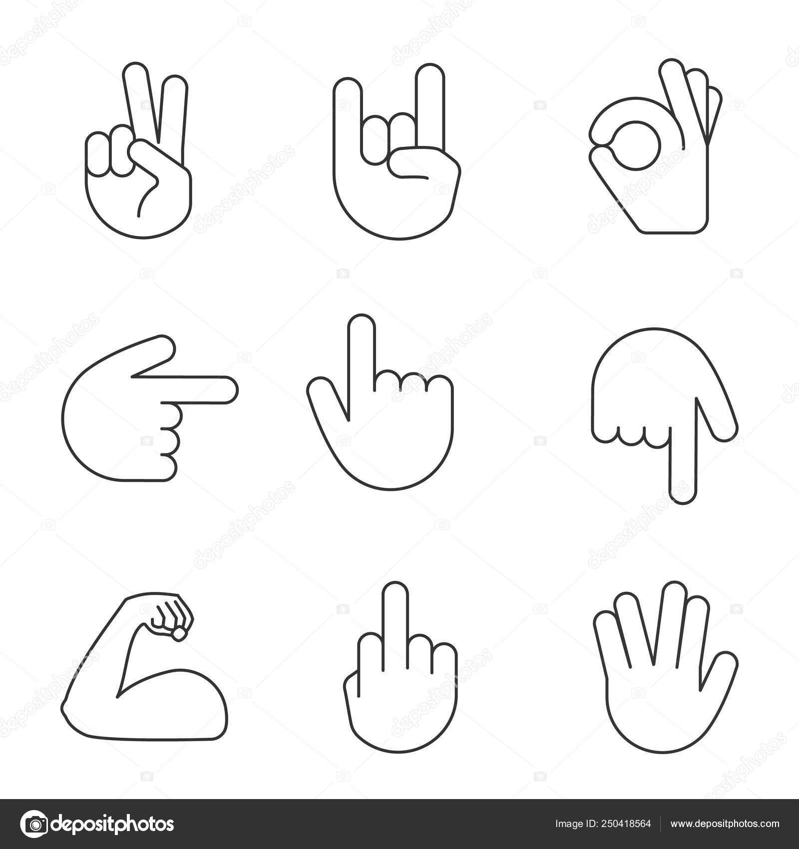 Hand Gesture Emojis Glyph Icons Set Begging Applause Handshake