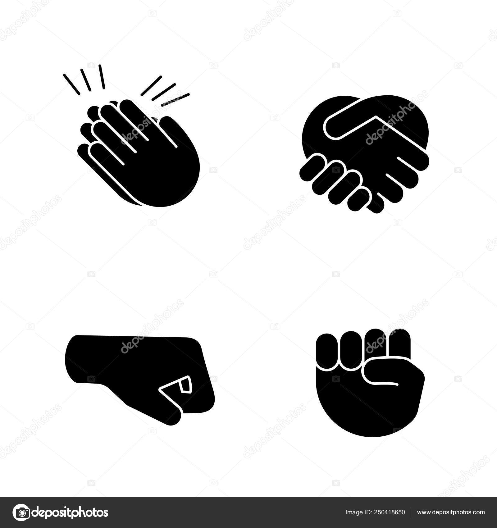 Hand Gesture Emojis Glyph Icons Set Begging Applause Handshake