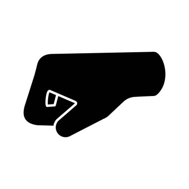 Sol yumruk emoji glif simgesi. Siluet simge. Sol taraftaki yumruk. Yumruk-bump. Brofist. Negatif alan. İzole vektör çizim
