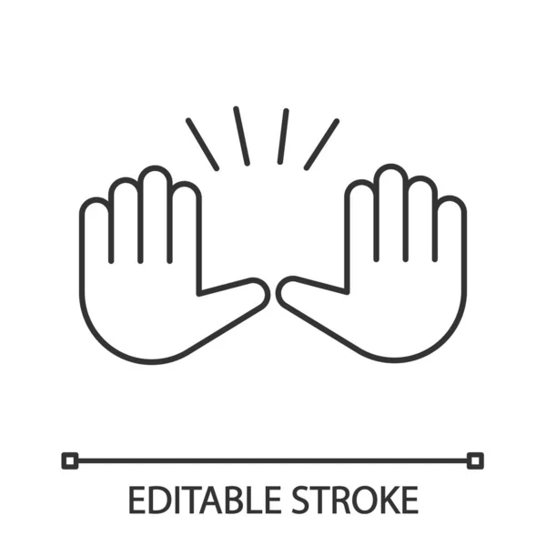 Geste Der Erhobenen Hände Lineares Symbol Schmalspur Illustration Stopp Kapitulation — Stockvektor