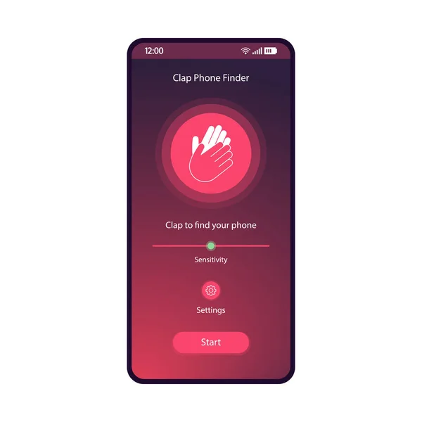 Telefon Kereső Felület Vektor Sablon Tapsolnak Mozgatható Típus App Lila — Stock Vector