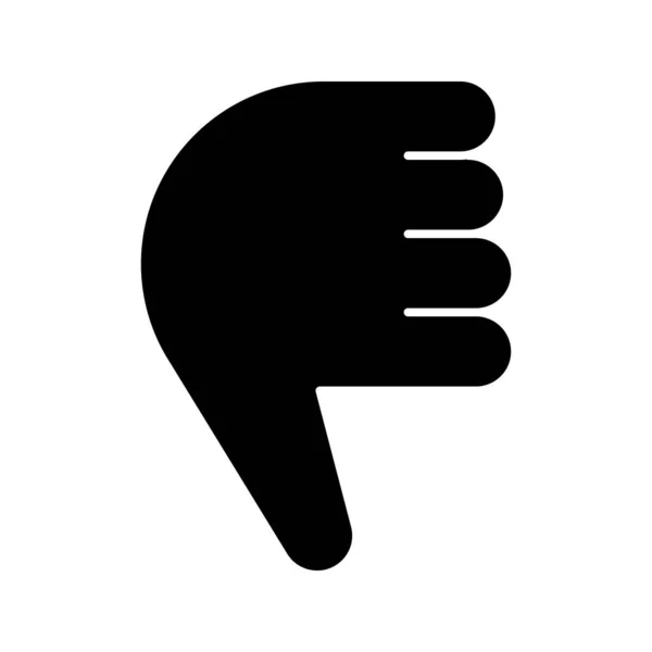 Duim Omlaag Emoji Glyph Pictogram Silhouet Symbool Afkeuring Afkeer Handgebaar — Stockvector